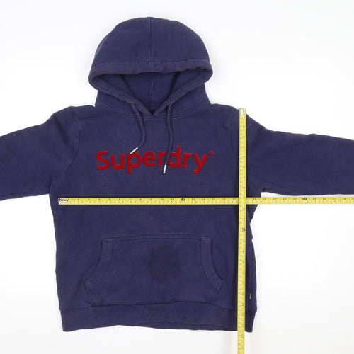 Superdry Men Blue L Hooded Fleece Sweat Jacket with Logo