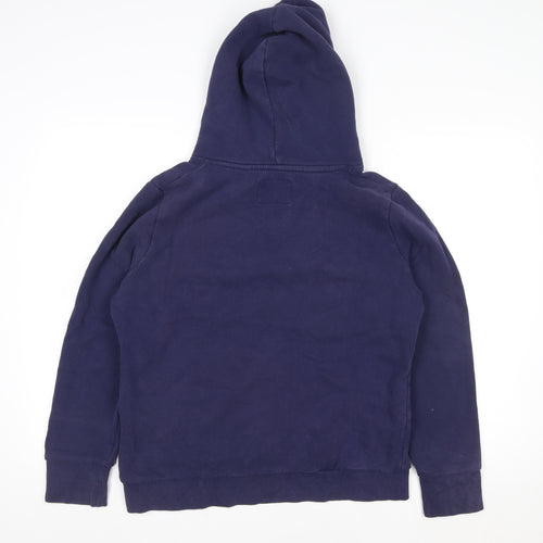 Superdry Men Blue L Hooded Fleece Sweat Jacket with Logo