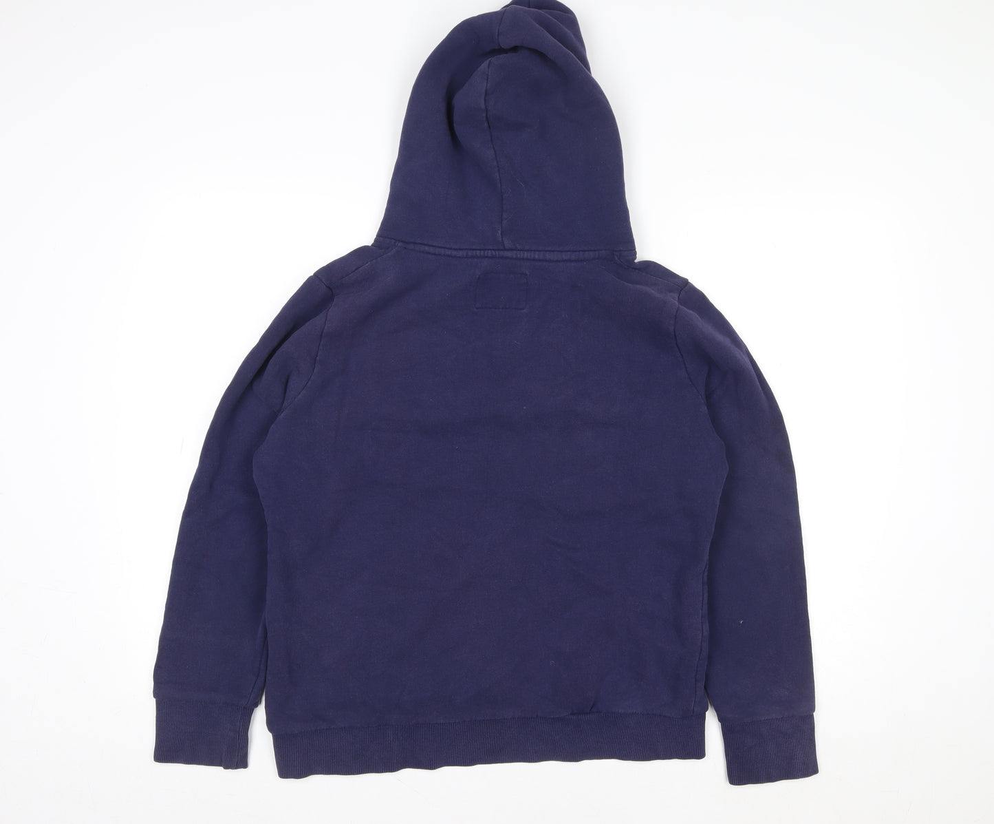 Superdry Men Blue L Hooded Fleece Sweat Jacket with Logo