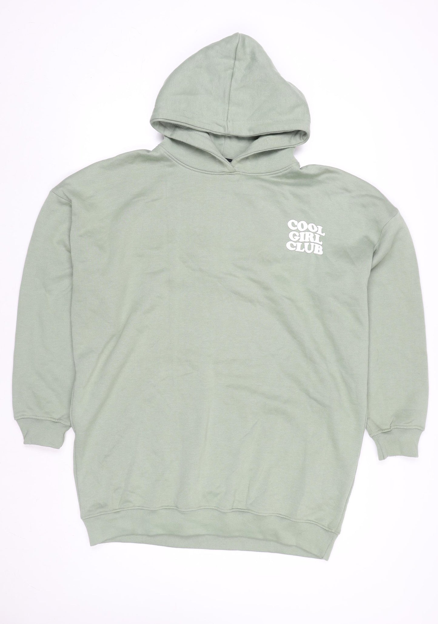 PrettyLittleThing Womens Green Size 12 Pullover Hoodie Cool Girl Club