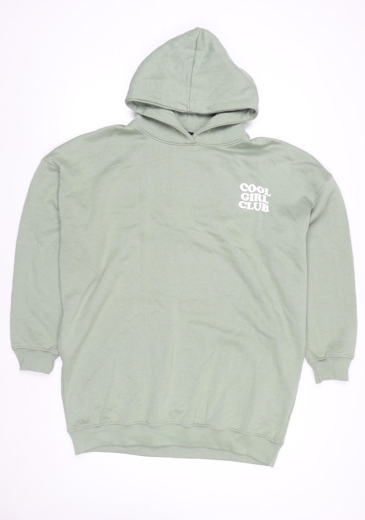 PrettyLittleThing Womens Green Size 12 Pullover Hoodie Cool Girl Club