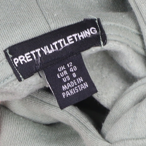 PrettyLittleThing Womens Green Size 12 Pullover Hoodie Cool Girl Club