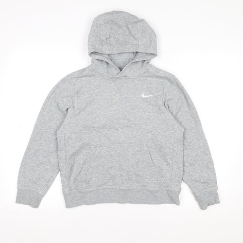 Nike Boys Grey Pullover Hoodie 10-12 Years Cotton Blend Logo Sweater