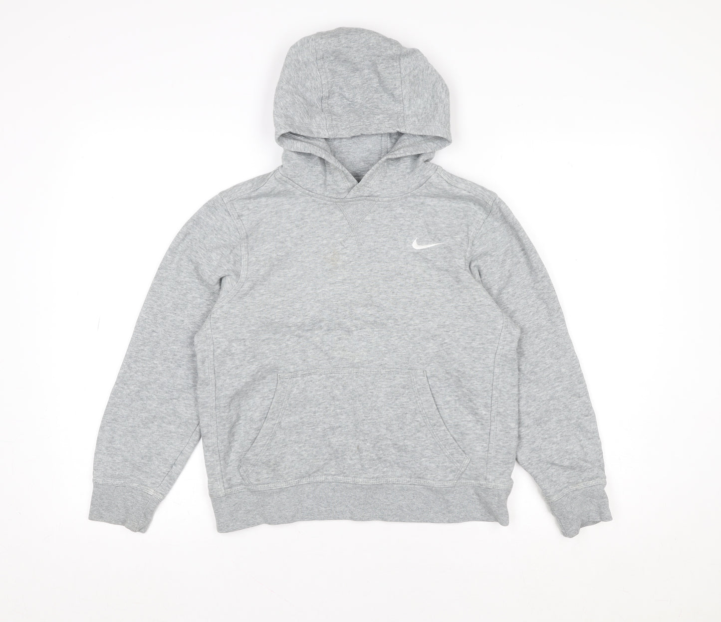 Nike Boys Grey Pullover Hoodie 10-12 Years Cotton Blend Logo Sweater