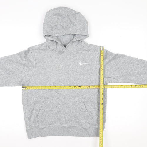 Nike Boys Grey Pullover Hoodie 10-12 Years Cotton Blend Logo Sweater