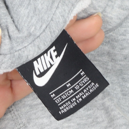 Nike Boys Grey Pullover Hoodie 10-12 Years Cotton Blend Logo Sweater