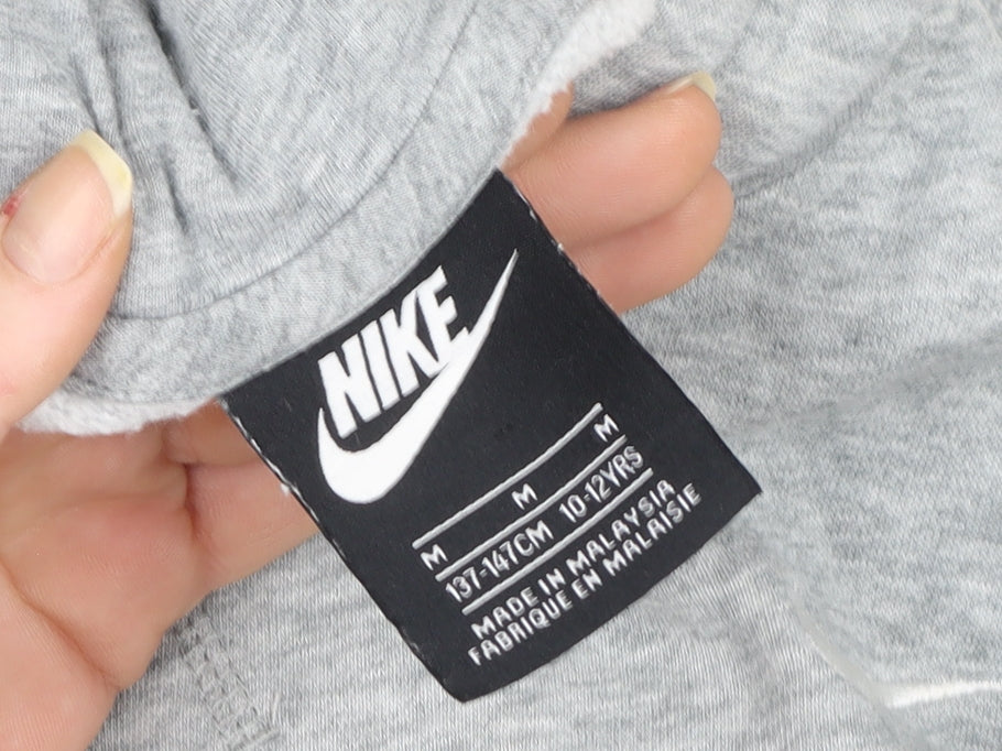 Nike Boys Grey Pullover Hoodie 10-12 Years Cotton Blend Logo Sweater