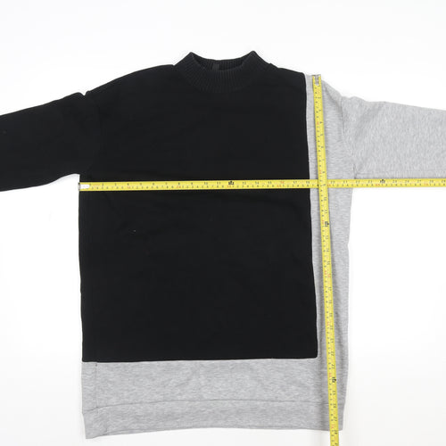 Topshop Women Black Grey Colourblock Crew Neck Long Sleeve Sweatshirt UK 10