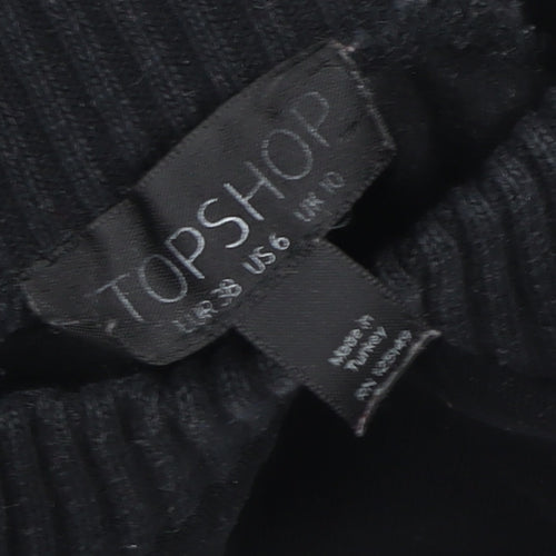 Topshop Women Black Grey Colourblock Crew Neck Long Sleeve Sweatshirt UK 10