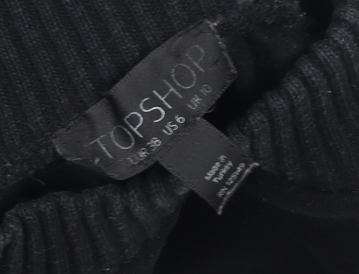 Topshop Women Black Grey Colourblock Crew Neck Long Sleeve Sweatshirt UK 10