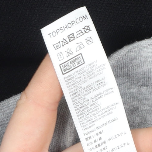 Topshop Women Black Grey Colourblock Crew Neck Long Sleeve Sweatshirt UK 10