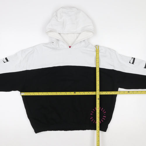 ELLE Girls Black & White Pullover Logo Hoodie 12-13 Years Cotton Blend