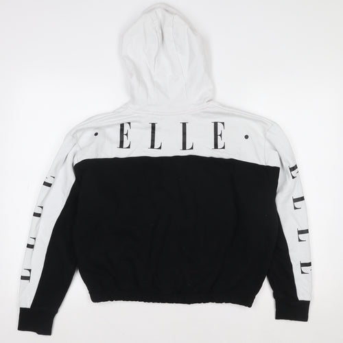 ELLE Girls Black & White Pullover Logo Hoodie 12-13 Years Cotton Blend