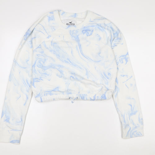 Hollister Womens XS Blue Marble Pullover Sweatshirt Cotton Blend