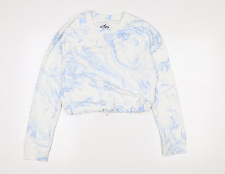Hollister Womens XS Blue Marble Pullover Sweatshirt Cotton Blend