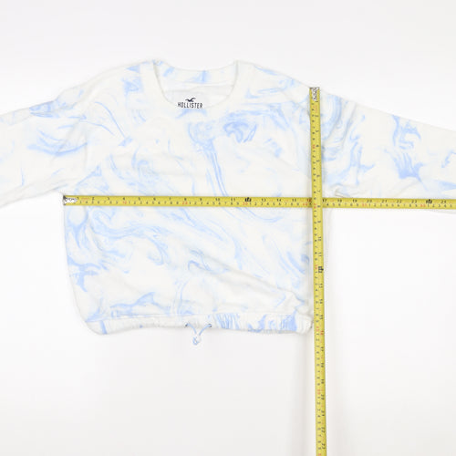 Hollister Womens XS Blue Marble Pullover Sweatshirt Cotton Blend