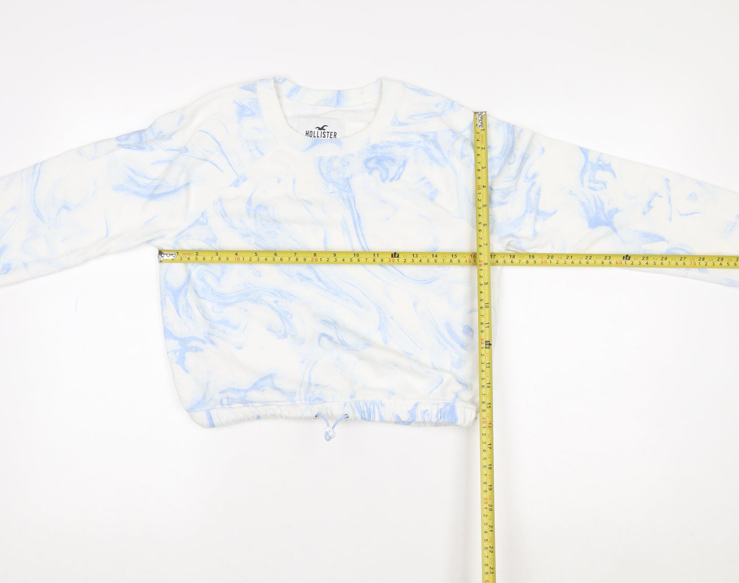 Hollister Womens XS Blue Marble Pullover Sweatshirt Cotton Blend