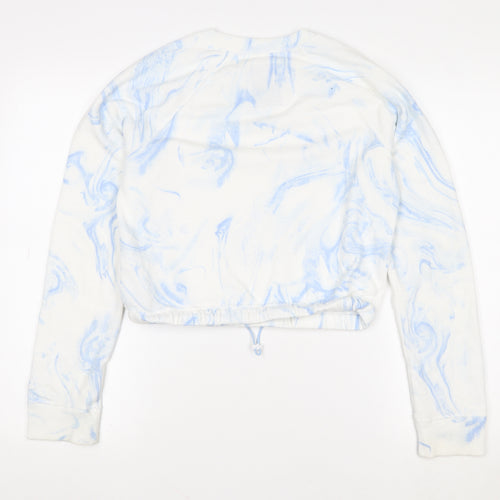 Hollister Womens XS Blue Marble Pullover Sweatshirt Cotton Blend