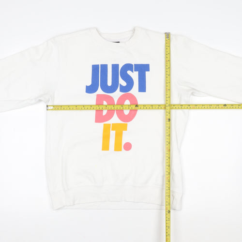 Nike Women's White Graphic Pullover Sweatshirt Medium 'Just Do It'