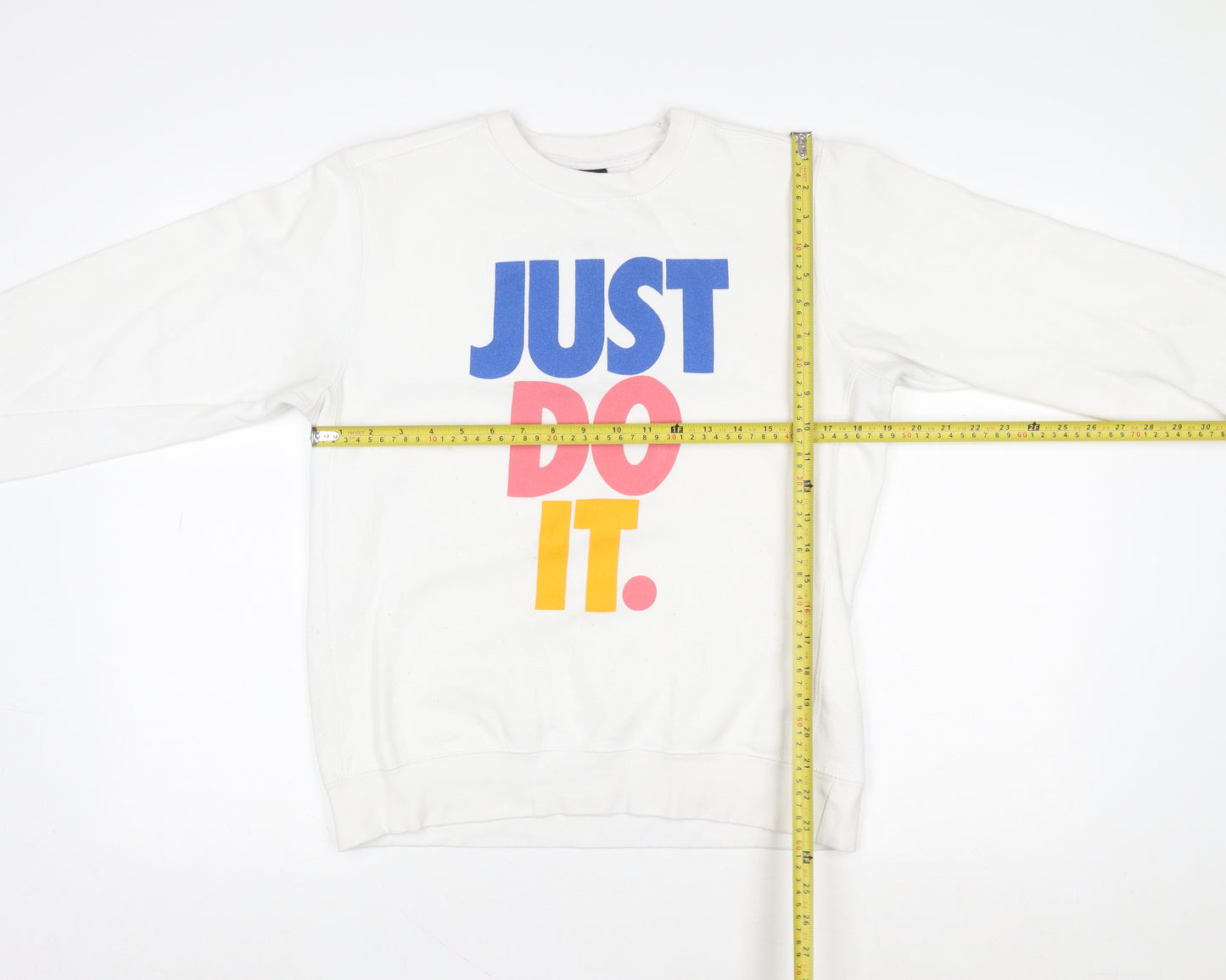 Nike Women's White Graphic Pullover Sweatshirt Medium 'Just Do It'