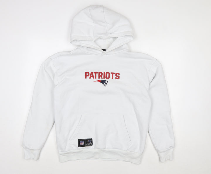 Primark Mens White Patriots Pullover Hoodie Size M NFL Graphic Sweatshirt
