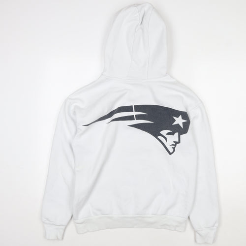 Primark Mens White Patriots Pullover Hoodie Size M NFL Graphic Sweatshirt