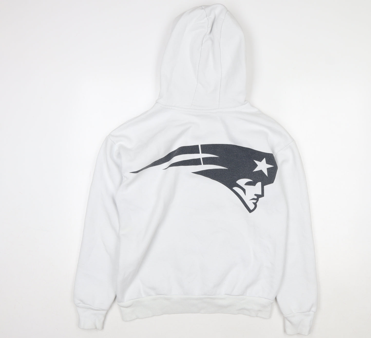 Primark Mens White Patriots Pullover Hoodie Size M NFL Graphic Sweatshirt