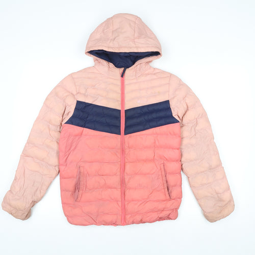 Mountain Warehouse Girls Pink Colourblock Hooded Puffer Jacket 11-12 Years