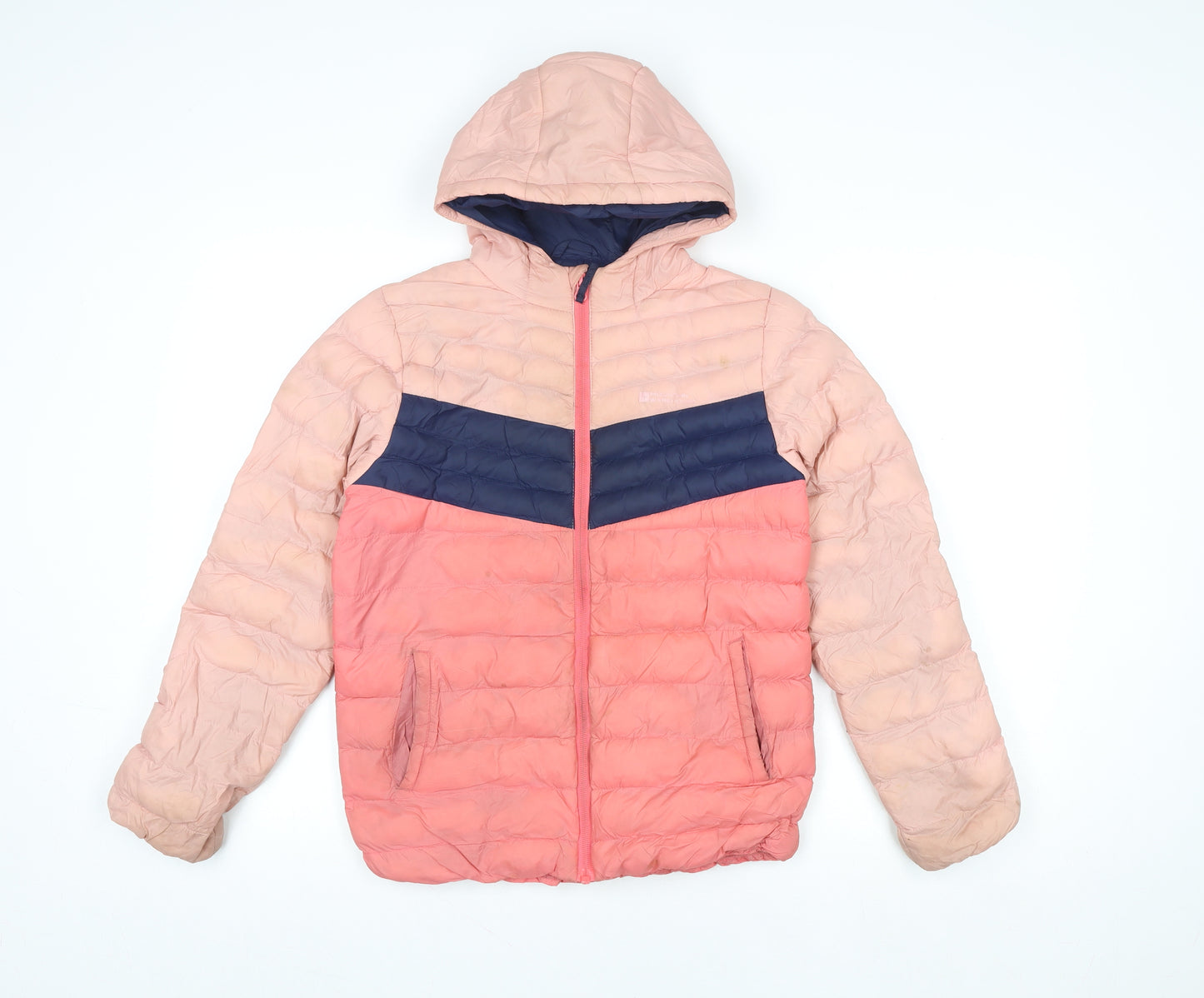 Mountain Warehouse Girls Pink Colourblock Hooded Puffer Jacket 11-12 Years