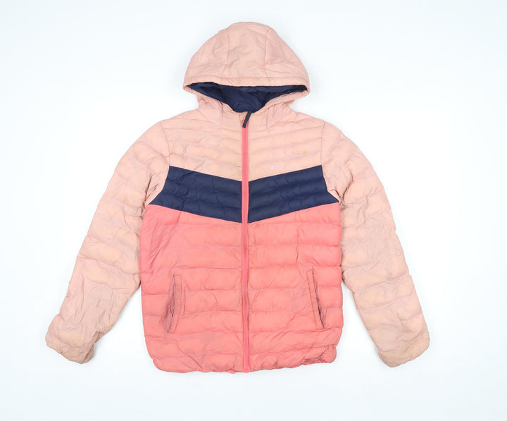Mountain Warehouse Girls Pink Colourblock Hooded Puffer Jacket 11-12 Years
