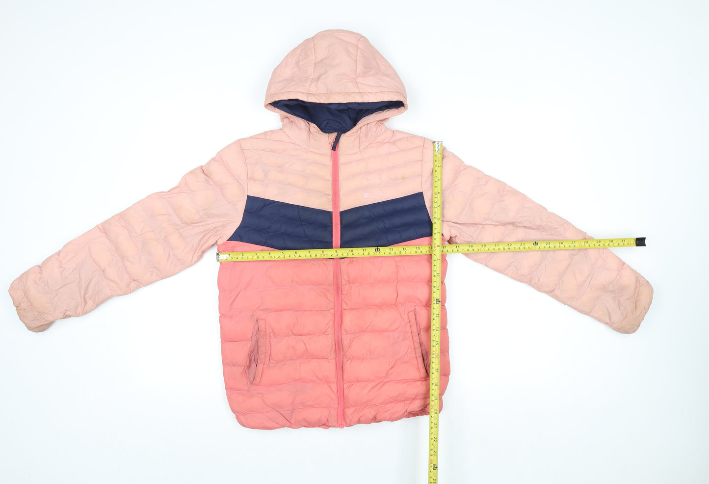 Mountain Warehouse Girls Pink Colourblock Hooded Puffer Jacket 11-12 Years