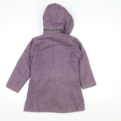 DKNY Girls Purple Hooded Parka Coat Size 6 Cotton Blend Lined