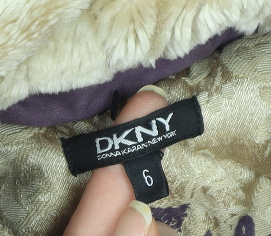 DKNY Girls Purple Hooded Parka Coat Size 6 Cotton Blend Lined