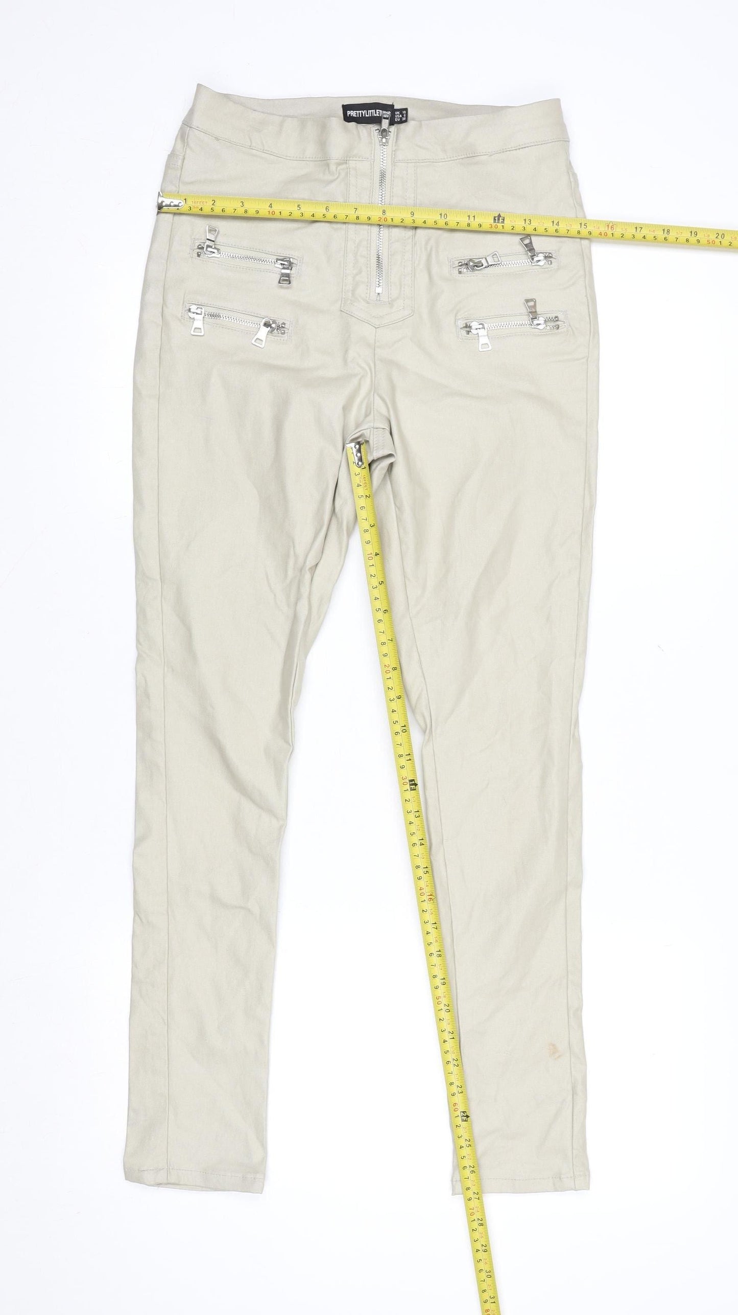 PrettyLittleThing Women’s Beige High Rise Skinny Jeans UK 10