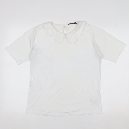 Marks and Spencer Women’s White Cotton Collared Short Sleeve Blouse Size 10