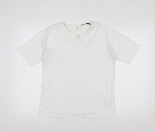 Marks and Spencer Women’s White Cotton Collared Short Sleeve Blouse Size 10
