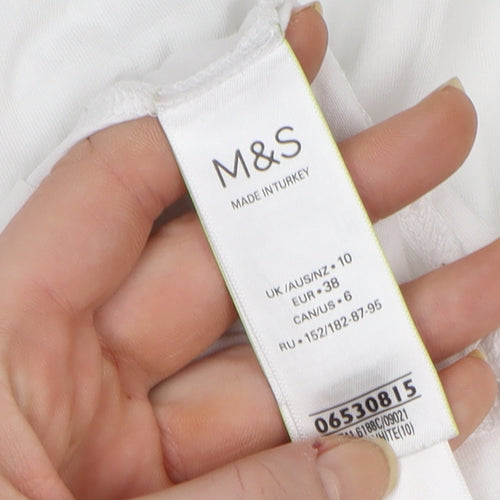 Marks and Spencer Women’s White Cotton Collared Short Sleeve Blouse Size 10
