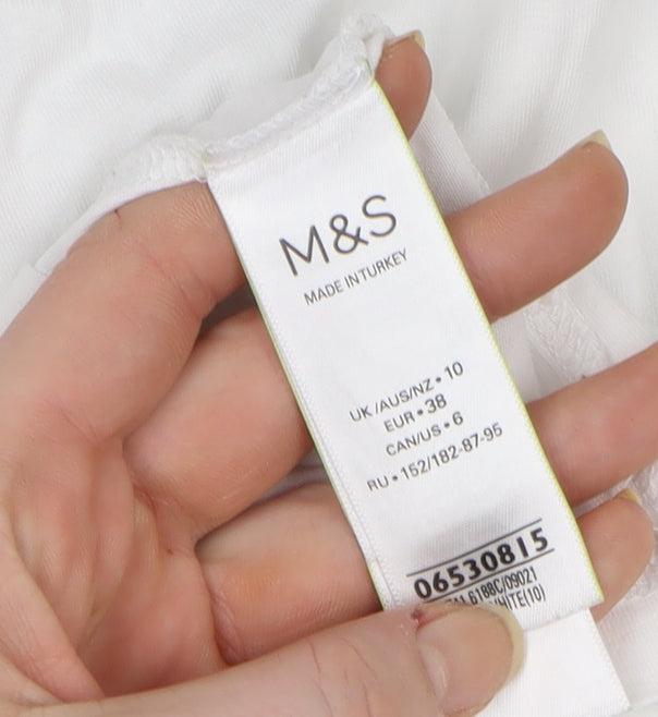 Marks and Spencer Women’s White Cotton Collared Short Sleeve Blouse Size 10