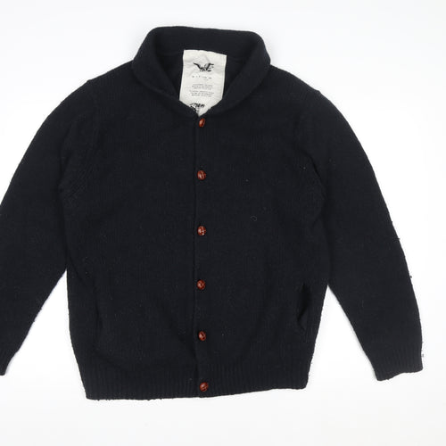 FCUK Women’s Black Wool Knit Button Jacket Size XL