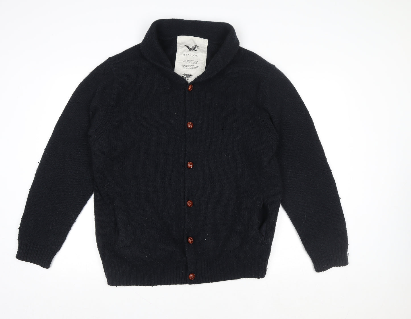 FCUK Women’s Black Wool Knit Button Jacket Size XL