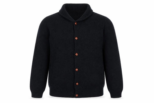 Front view of FCUK Women’s Black Wool Knit Button Jacket, size XL