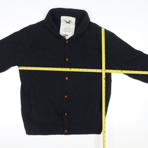 FCUK Women’s Black Wool Knit Button Jacket Size XL