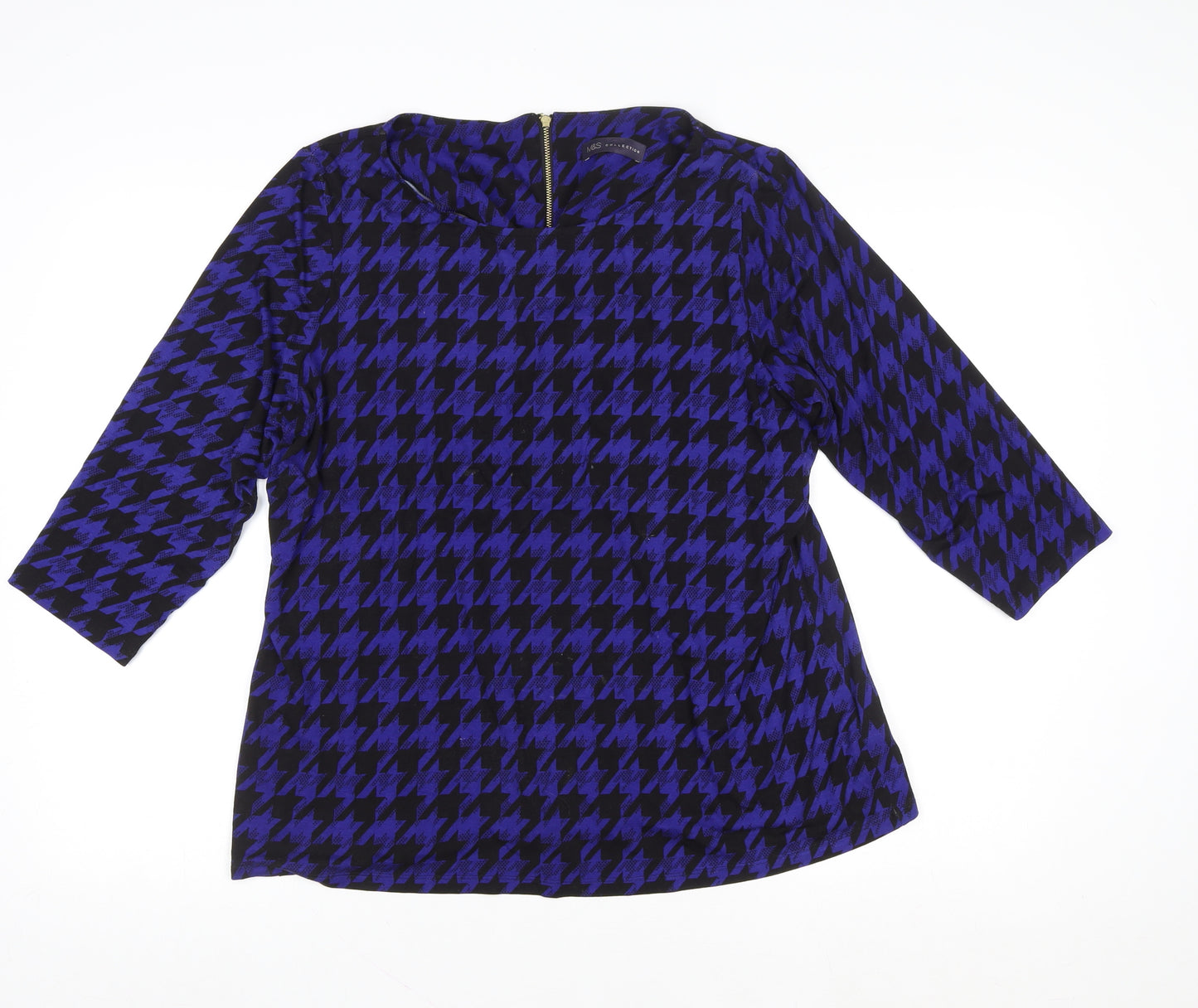 Marks and Spencer Women’s Blue Houndstooth Tunic Blouse Size 20