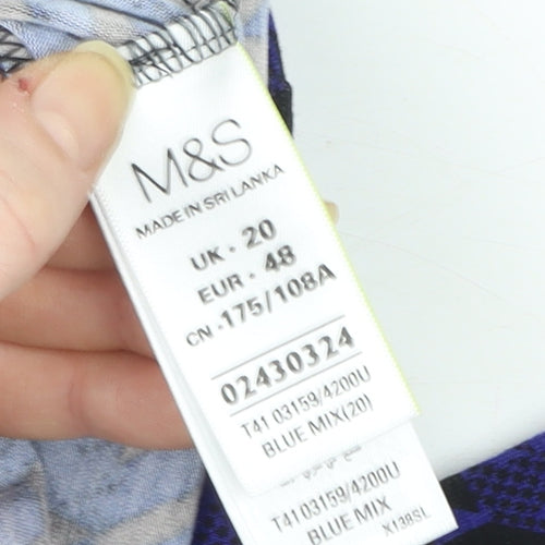 Marks and Spencer Women’s Blue Houndstooth Tunic Blouse Size 20