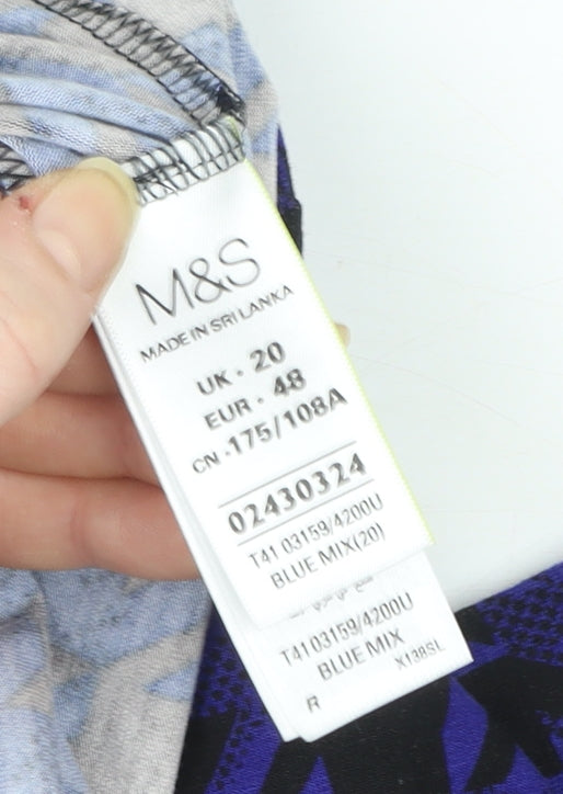 Marks and Spencer Women’s Blue Houndstooth Tunic Blouse Size 20