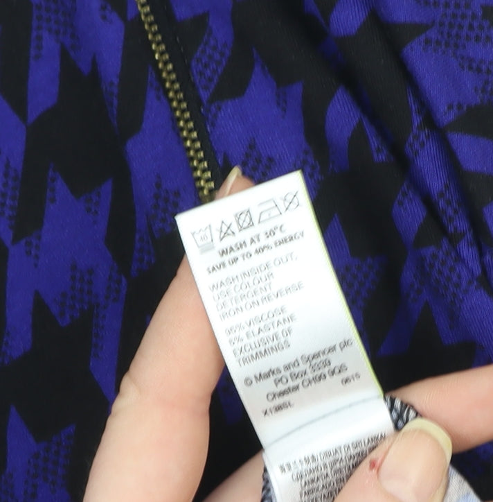 Marks and Spencer Women’s Blue Houndstooth Tunic Blouse Size 20