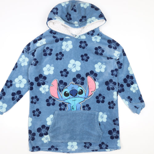 Disney Classics Women's Blue Fleece Hooded Stitch Robe One Size