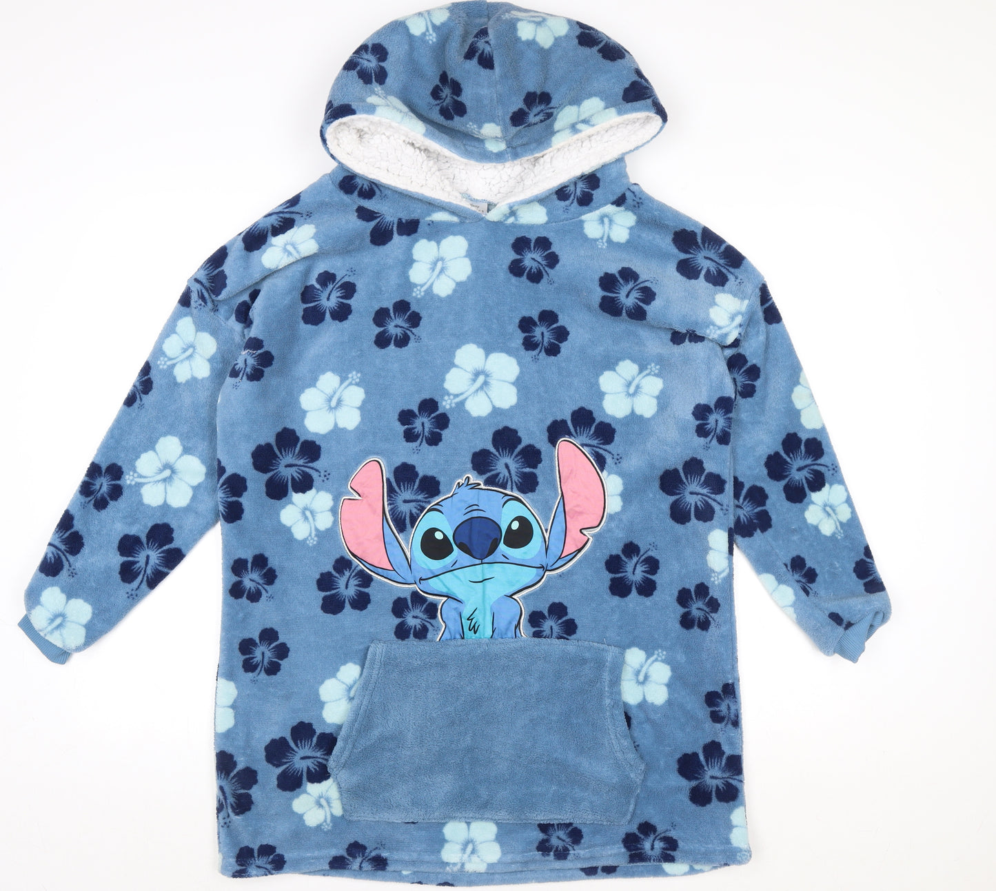 Disney Classics Women's Blue Fleece Hooded Stitch Robe One Size