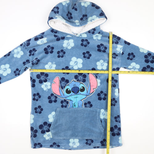 Disney Classics Women's Blue Fleece Hooded Stitch Robe One Size