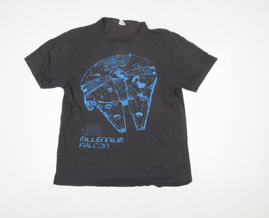 TU Star Wars Millennium Falcon Black Men's L Cotton Graphic T-Shirt